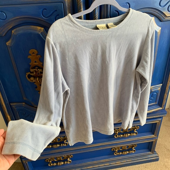 LL Bean Large Blue Velvet Cotton Stretch Shirt - Picture 2 of 3